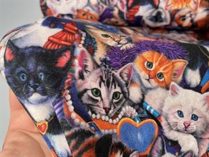 Bomuldsjersey - med sjove farverige katte